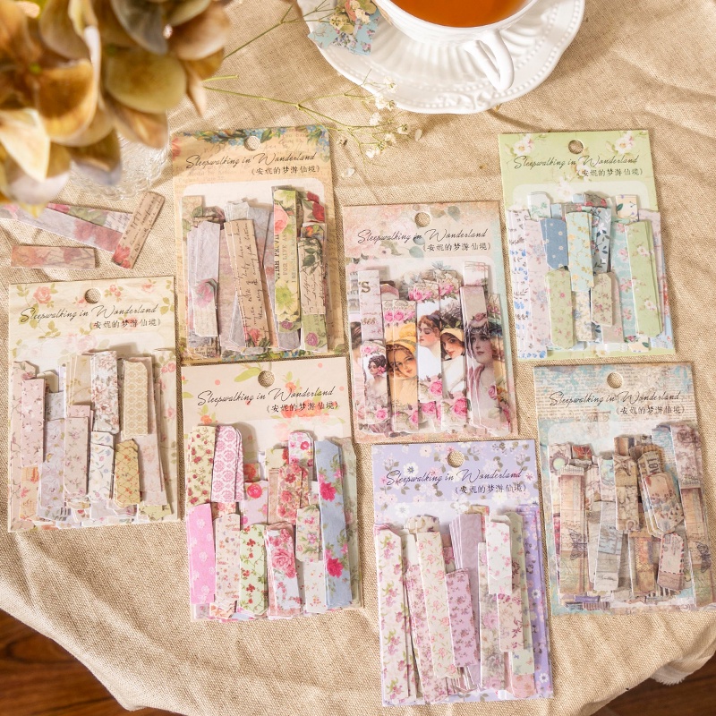 Bộ 100 Miếng Dán Trang Trí Sổ Lưu Niệm/ Album Ảnh In Họa Tiết Hoa Xinh Xắn DIY