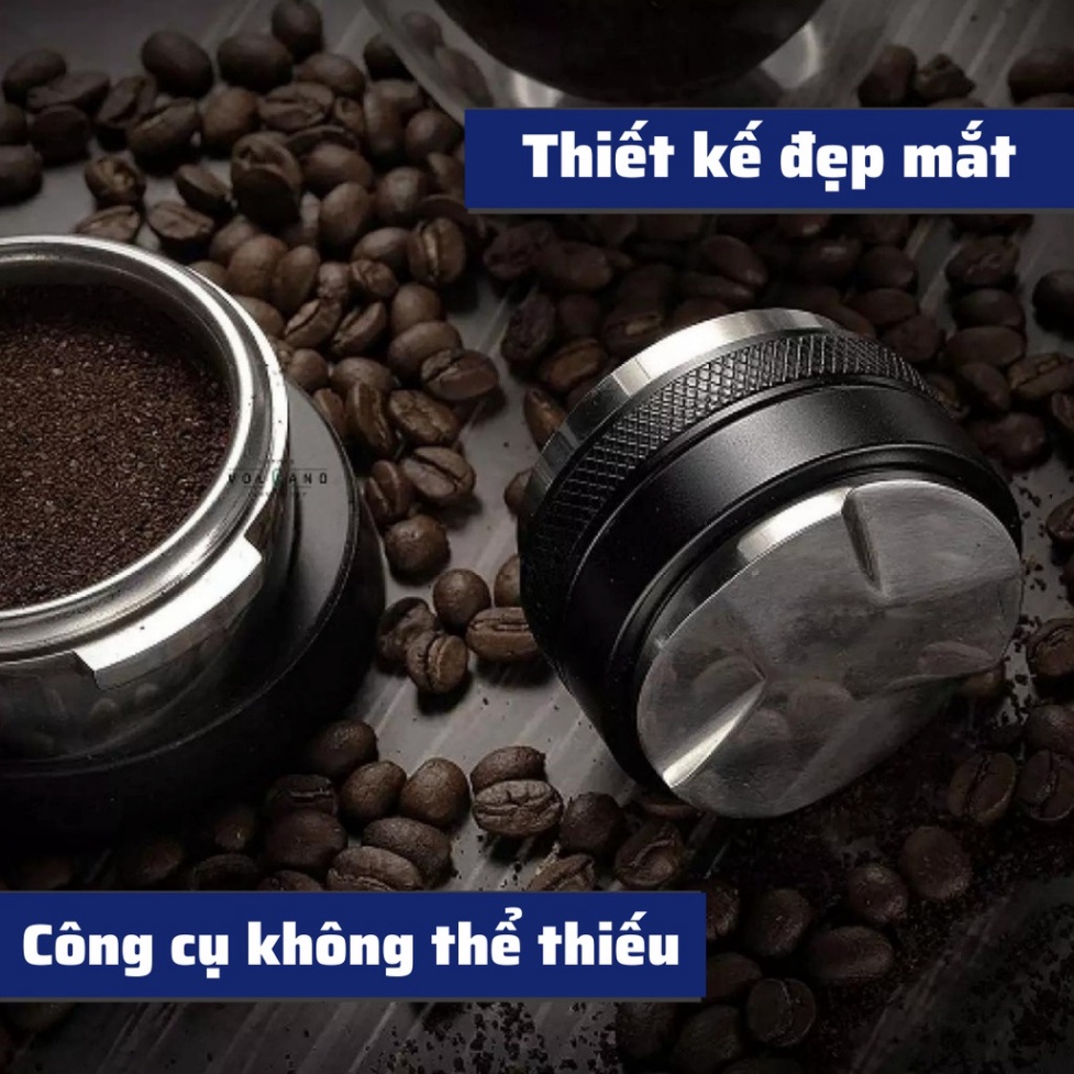 Tay nén Tamper OCD 58mm dụng cụ nén cà phê 3 lưỡi pha Espresso cafe Arabica Inox cao cấp đường kính 51-53-58mm