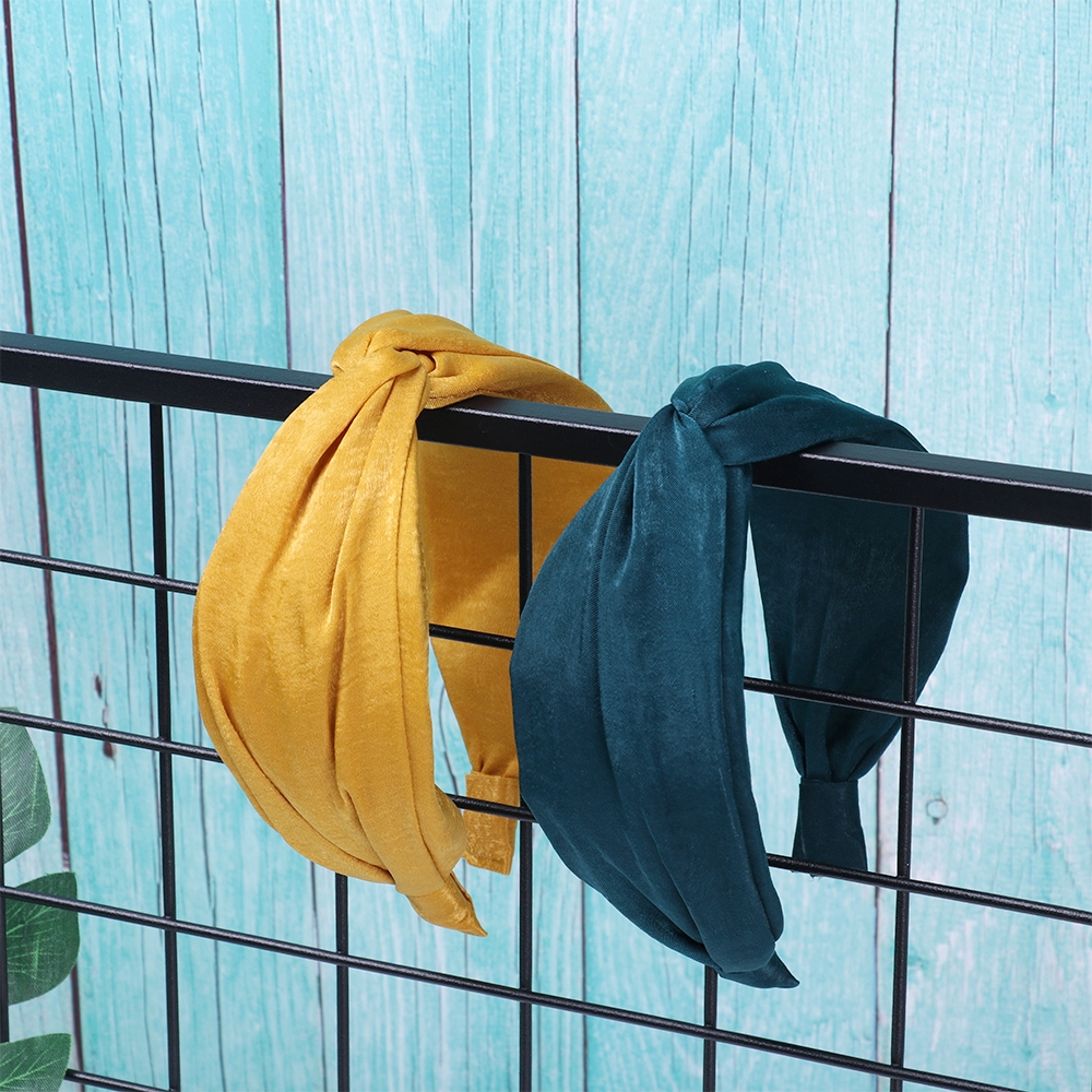 Băng đô cài tóc vải chiffon phối cotton bản to cho nữ