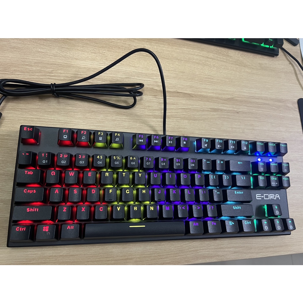 Phím cơ Edra EK3087 MÀU ĐEN, ĐÈN LED ĐỔI MÀU NHIỀU CHẾ ĐỘ, CHÍNH HÃNG BẢO HÀNH 12 THÁNG