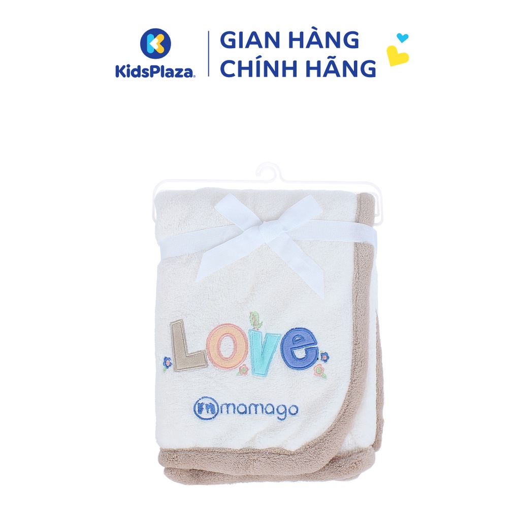 Chăn bông Mamago thêu chữ LOVE MM04 màu trắng sữa