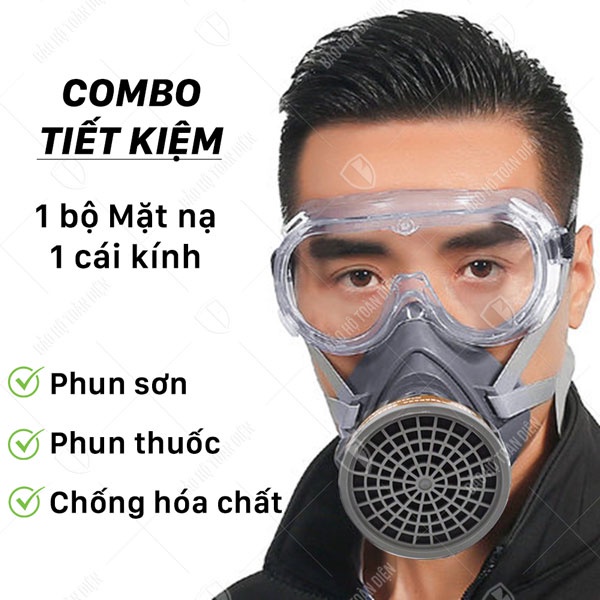 Trọn bộ mặt nạ chống độc 3M 3200 | Đã bao gồm kính (Tiết kiệm) phun thuốc trừ sâu, hóa chất