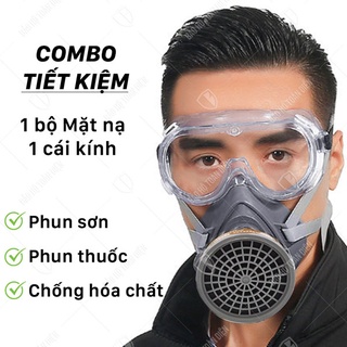 [CHÍNH HÃNG] Trọn bộ mặt nạ chống độc 3M 3200 | Đã bao gồm kính (Tiết kiệm) phun thuốc trừ sâu, hóa chất