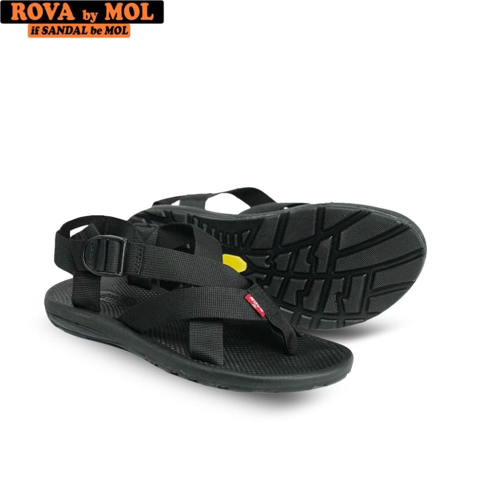 Dép sandal nam vải dù quai chéo có quai hậu cố định mang đi học đi biển du lịch hiệu Rova RV133B _j9