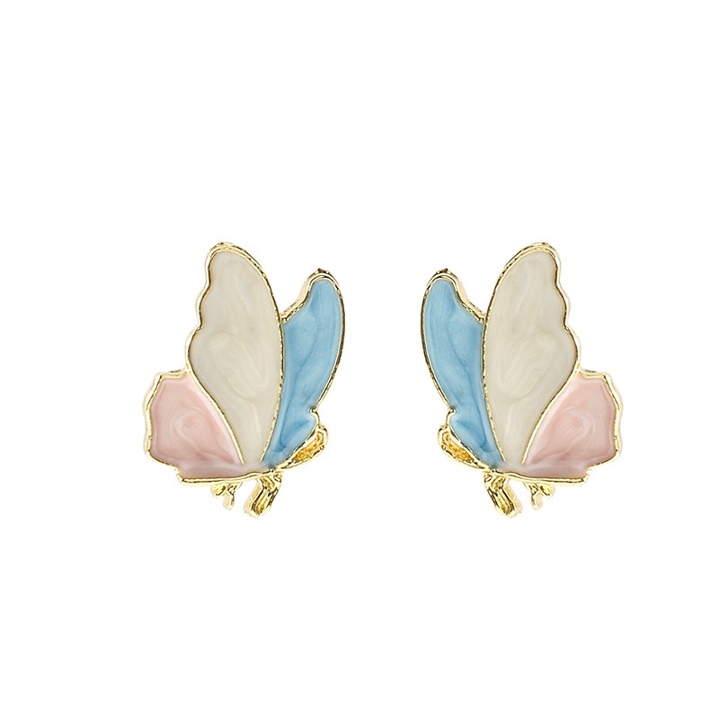 Bông Tai Mạ Bạc 925 Hình Bướm Nhiều Màu Phong Cách Hàn Quốc