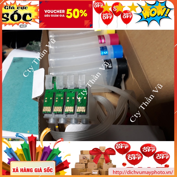 Bộ tiếp mực ngoài Epson WorkForce 7110/ 7610/ 7210/ 7710 hàng chuẩn bền đẹp dẫn trắng ko mực Kholinhkienmayin