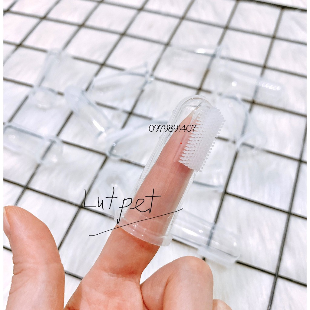Bàn chải đánh răng cho chó mèo bằng silicone mềm - Bàn chải đánh răng gắn ngón tay cho thú cưng - lutpet
