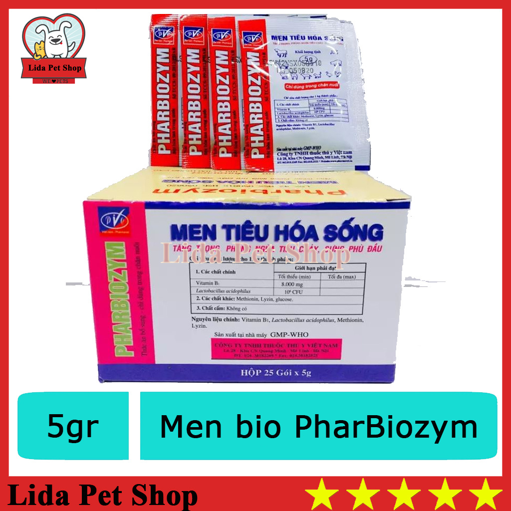 Men tiêu hóa sống Pharbiozym cho chó mèo (Lẻ 1 gói)  - Lida Pet Shop