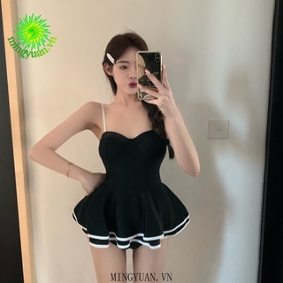 Bộ Đồ Bơi Một Mảnh Màu Đen Kiểu Retro Pháp Quyến Rũ Thời Trang 2021