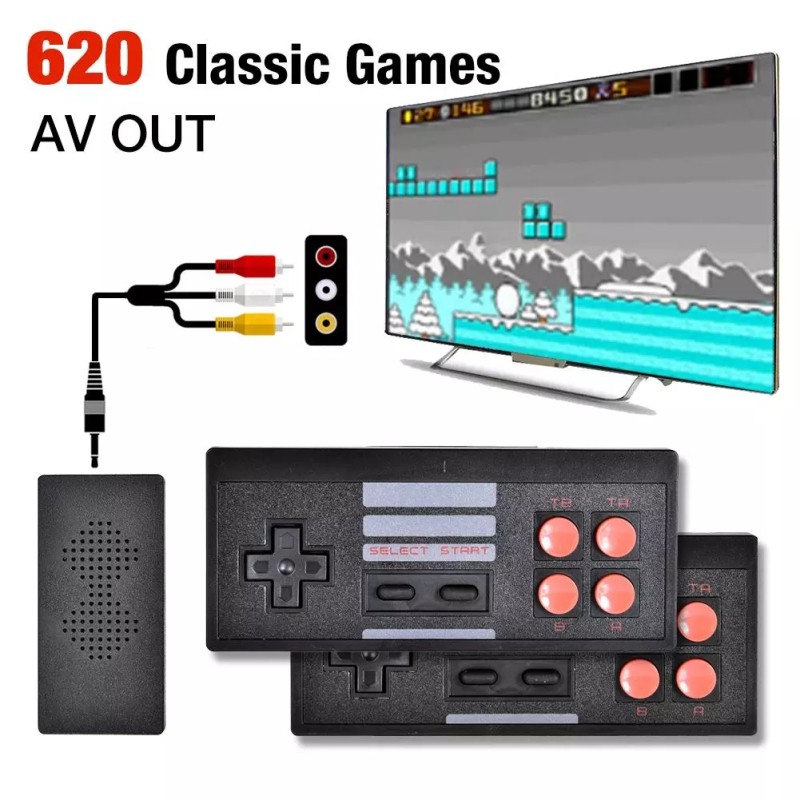 New AV / 4K HDMI-compatible Video Game Console Built-in 620/818 Classic Games Retro Console Wireless Controller AV Built-In Classic Games Dual Wireless Gamepad Support AV/HDMI Output ✪