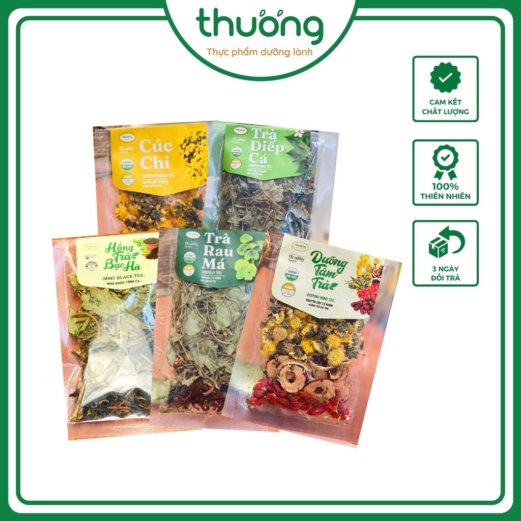 Gói Lẻ trà các loại: Dưỡng Tâm Trà (Trà Hoa Cúc), Trà Cúc Chi, Trà Rau Má, Trà Diếp Cá, Hồng Trà Bạc Hà - 100% Thơm Ngon
