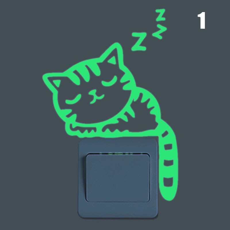 Miếng dán đề-can dạ quang hình chú mèo dễ thương cho vị trí công tác điện