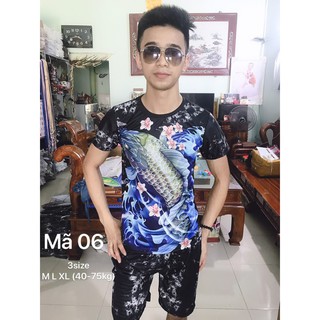 BỘ NAM in 3D cao cấp mã 06 ( CÁ CHÉP XANH) .