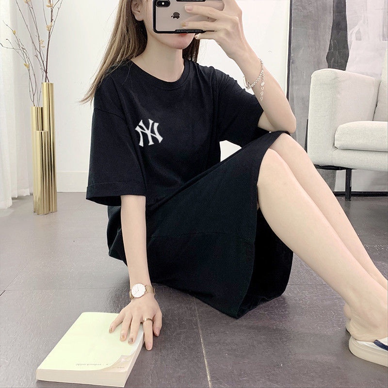 Đầm Thun Cotton Màu Trơn Dáng Rộng Thời Trang Mùa Hè Hàng Mới Dành Cho Bạn Nữ