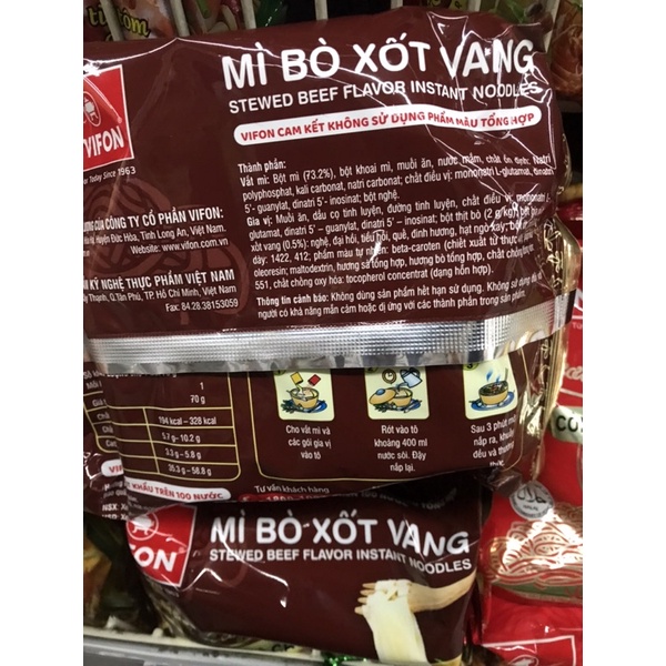 Mì bò xốt vang/mì tôm chua cay Vifon gói 70g
