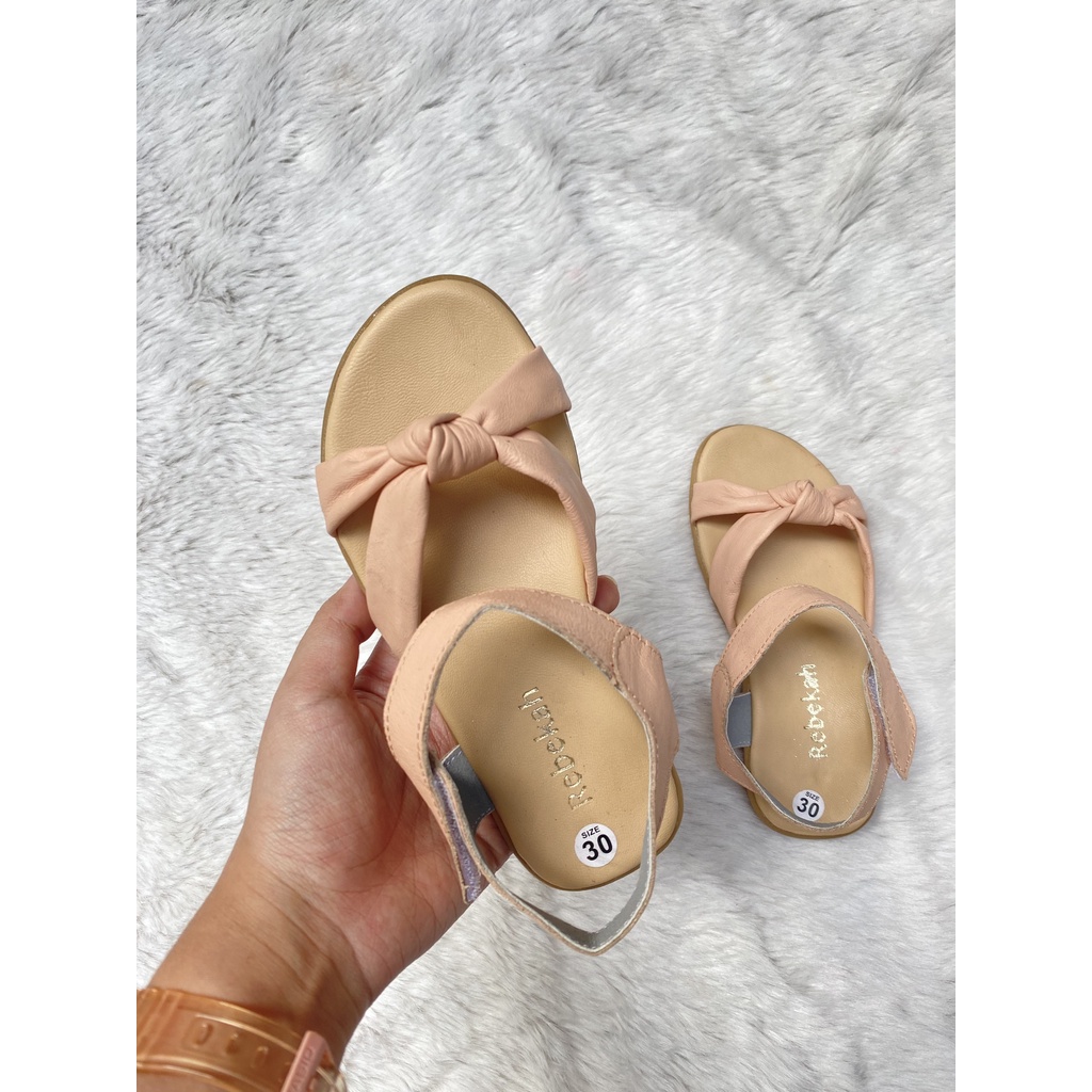 GIÀY SANDAL DA MẪU NƠ CHO BÉ GÁI