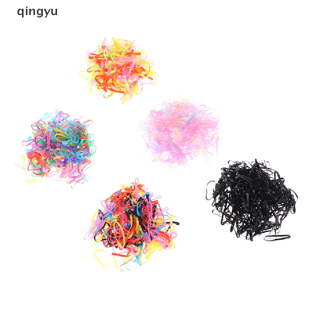 qingyu 1000PCS Disposable Rubber Bands Elastic Hair Ties Rings Band Kids Girl Ponytails PLI