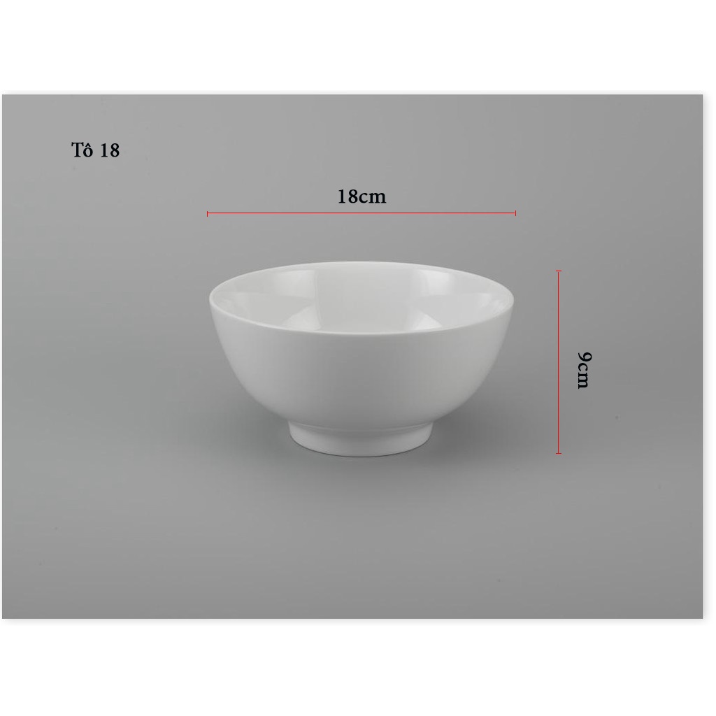 Tô Minh Long 15cm 18cm Trắng - Tô cao gốm sứ minh long Jasmine sứ trắng giảm nóng khi bưng đồ nóng