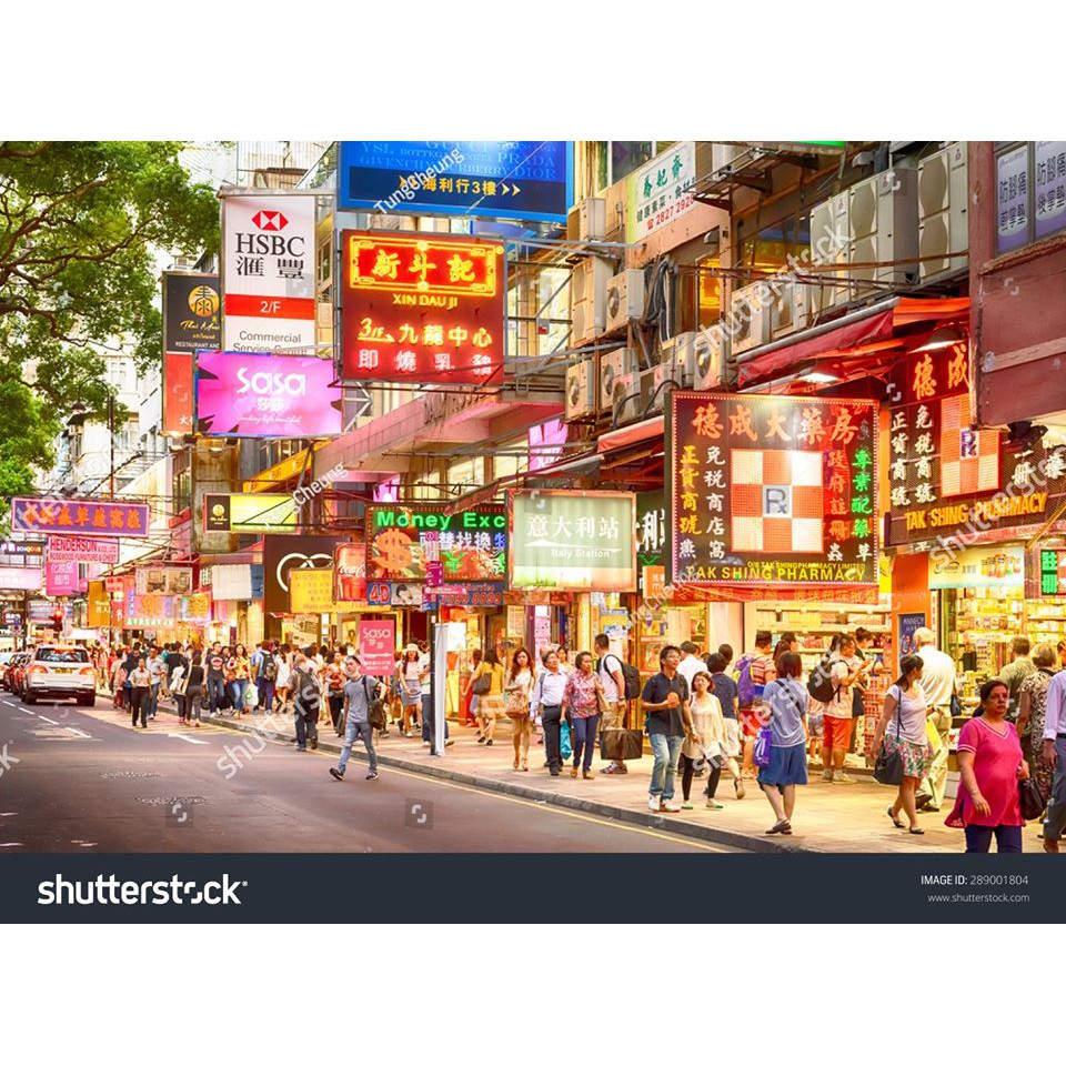 Tranh lụa 3d Hồng Kông Đường Phố HKĐP04