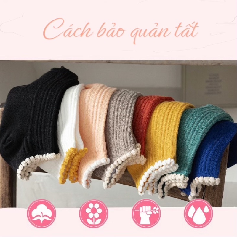 Tất len nữ cao cấp Cham vớ cổ thấp viền bèo C5