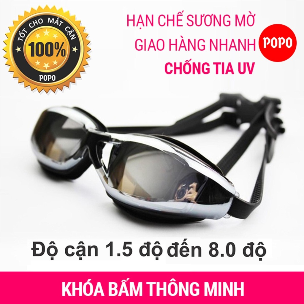 ( Siêu Hot) Kính bơi tráng gương, mắt kính tráng gương, chống UV, chống hấp hơi; khóa đeo kính thông minh.