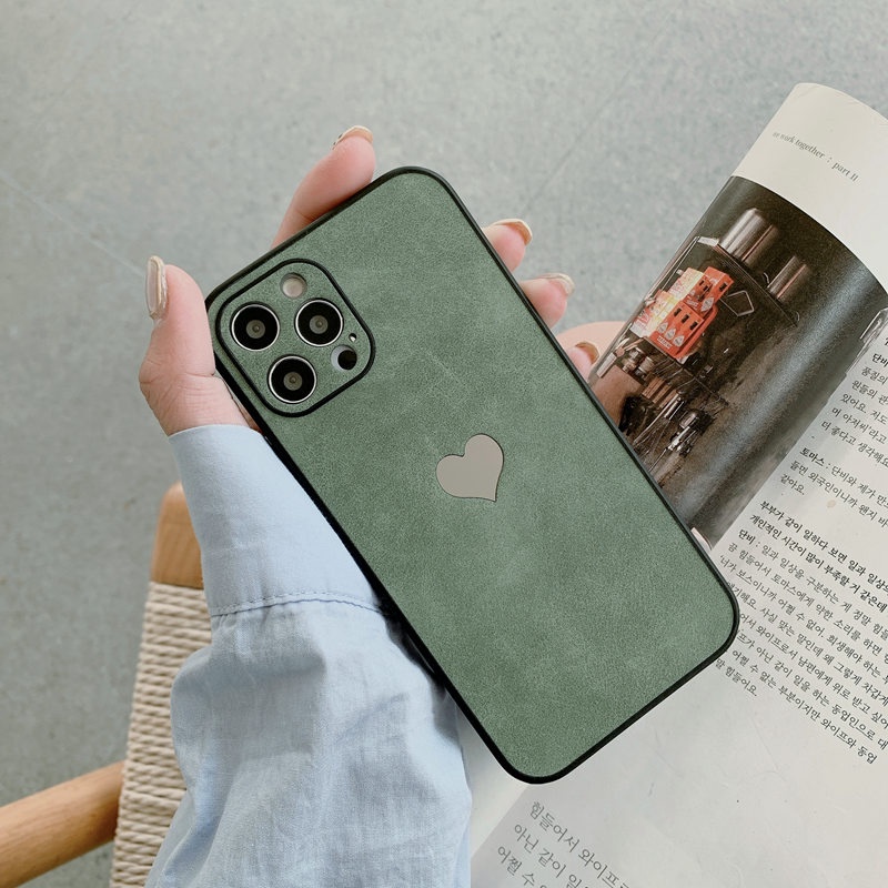 Ốp Điện Thoại Da Mềm Hình Trái Tim Thời Trang Cho iPhone 11 12 13 Pro Max 7 8 SE 2020 X XS XR Max 12Mini 13