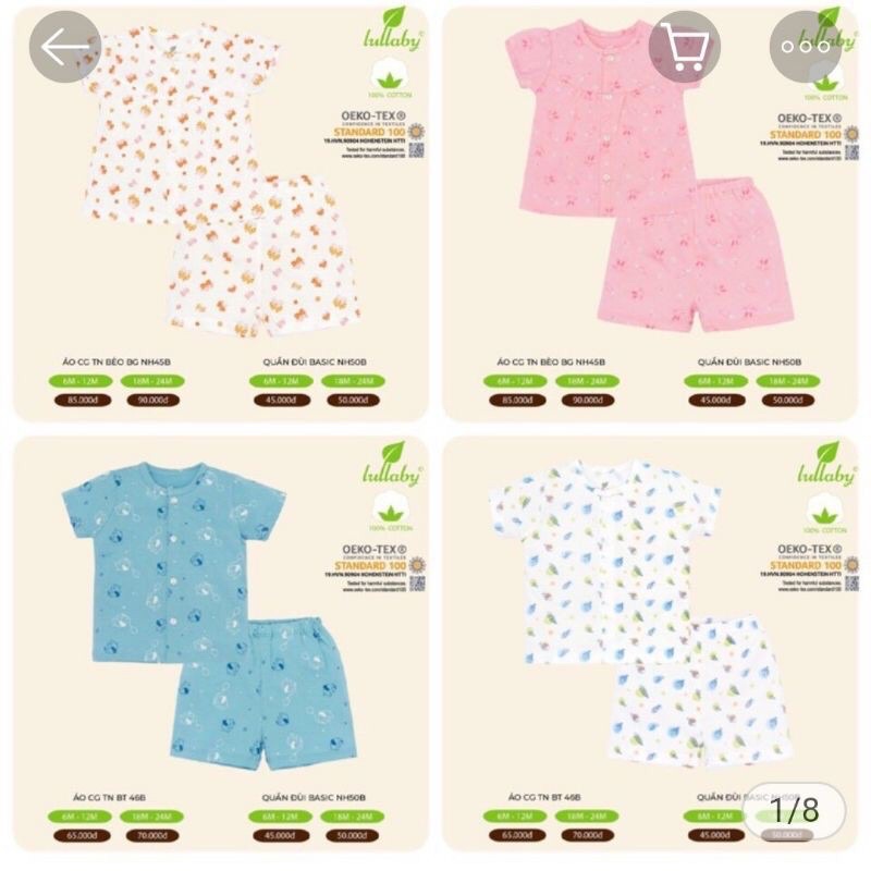 Quần áo cộc cài giữa lulaby 0-18m