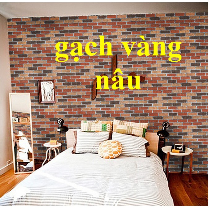 Giấy dán tường gạch 3D khổ rộng 45cm có sẵn keo