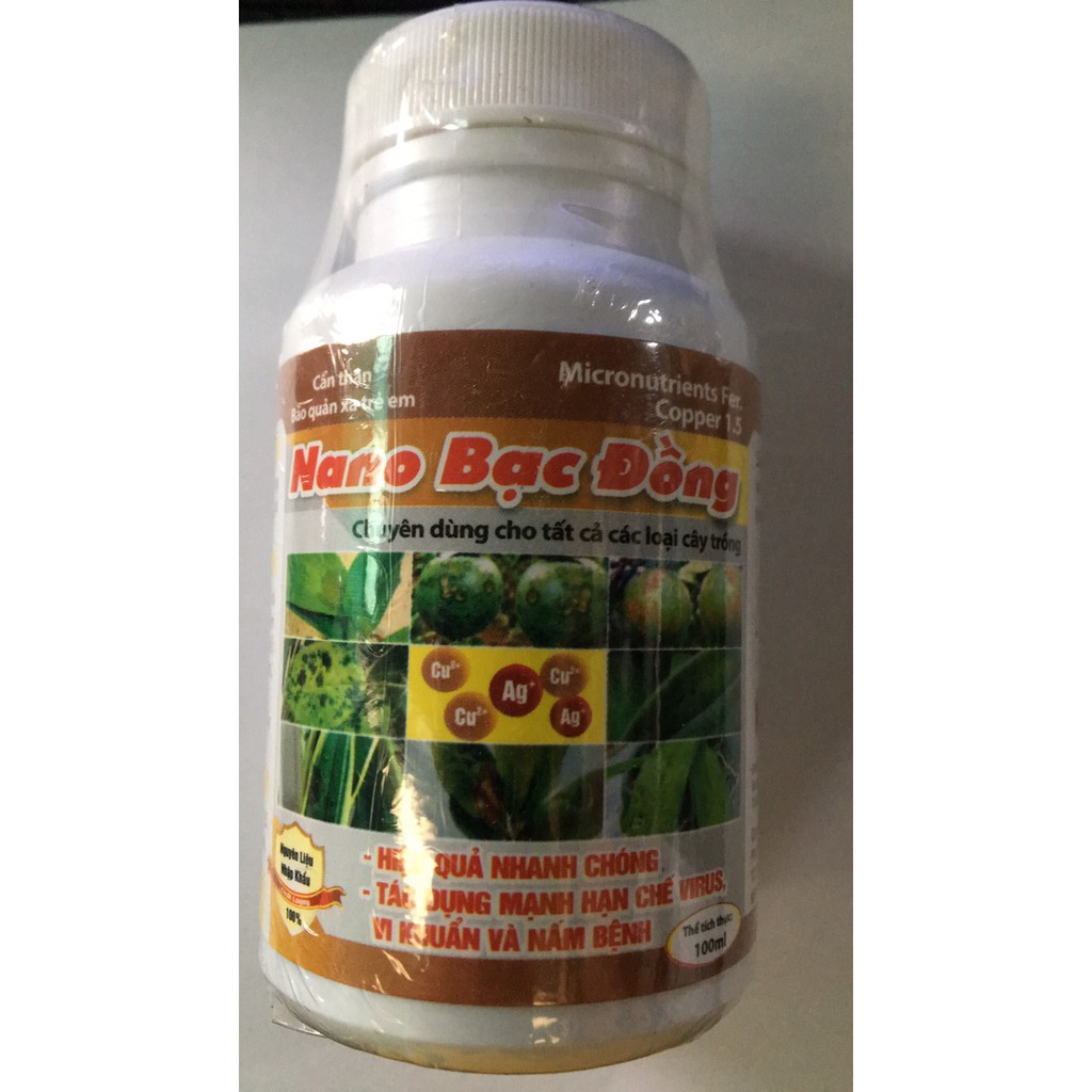 Phân bón lá Nano bạc Đồng diệt nấm vi khuẩn trên cây trồng lọ 100ml