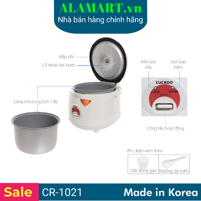 Nồi cơm điện Cuckoo CR-1021 1.8L nấu 1 kg gạo ( MADE IN KOREA)