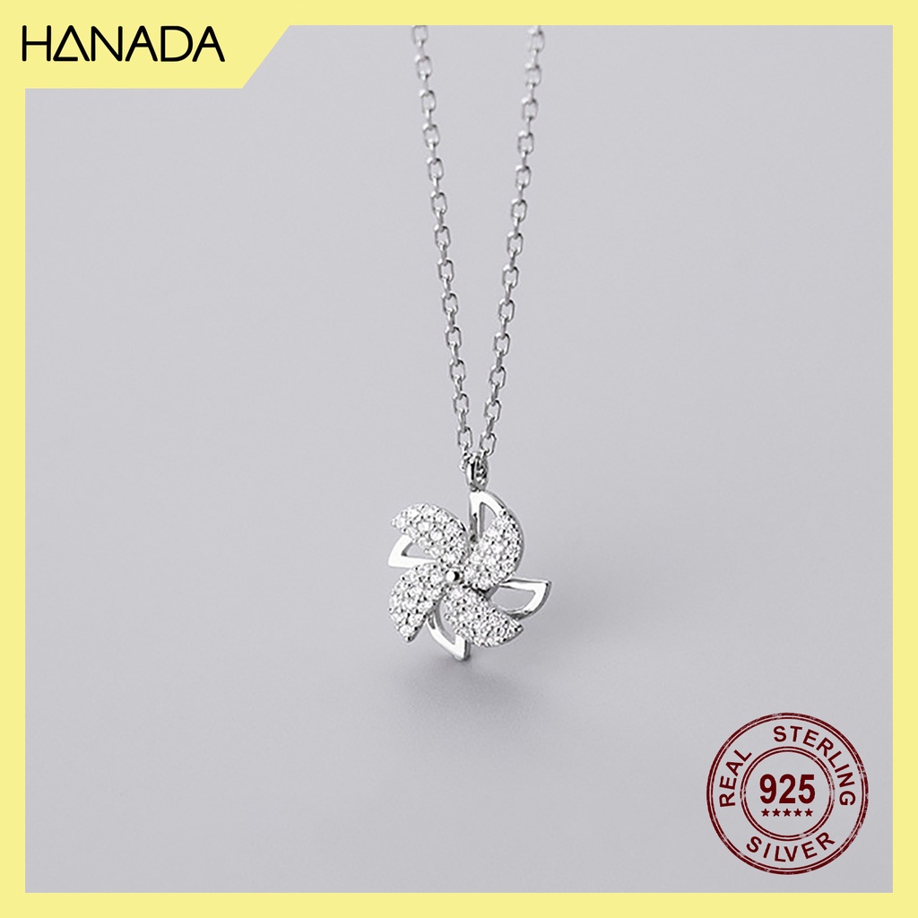 Dây Chuyền Bạc 925 Hanada Cối Xoay Gió Đính Đá Sáng Lấp Lánh Đi Tiệc 0789 G10