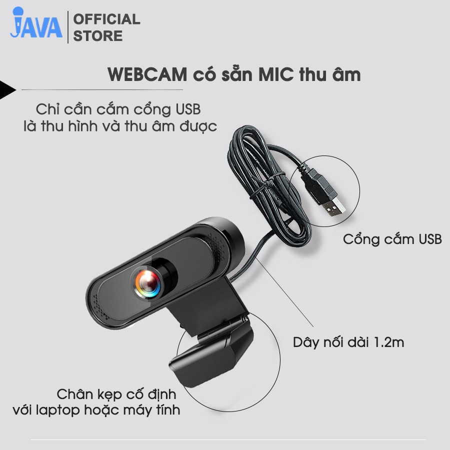 Webcam máy tính laptop livestream có Mic Full HD PC Gaming1080P High Solution , Bảo hành 12 tháng