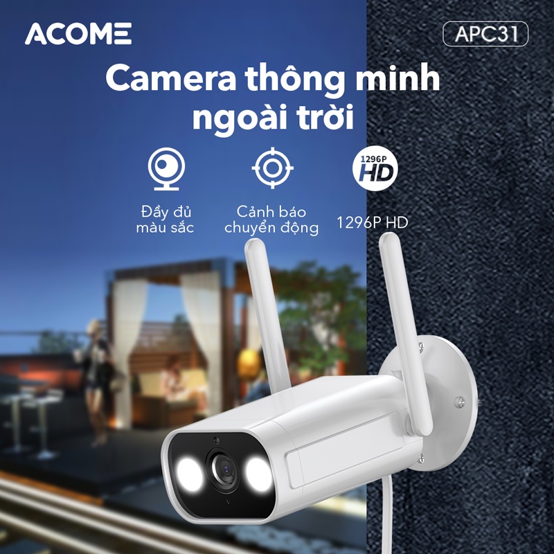 Camera ngoài trời ACOME APC31 có màu ban đêm, quay 1296P 3MP, chống nước IP66, đàm thoại 2 chiều, bảo hành 12 tháng