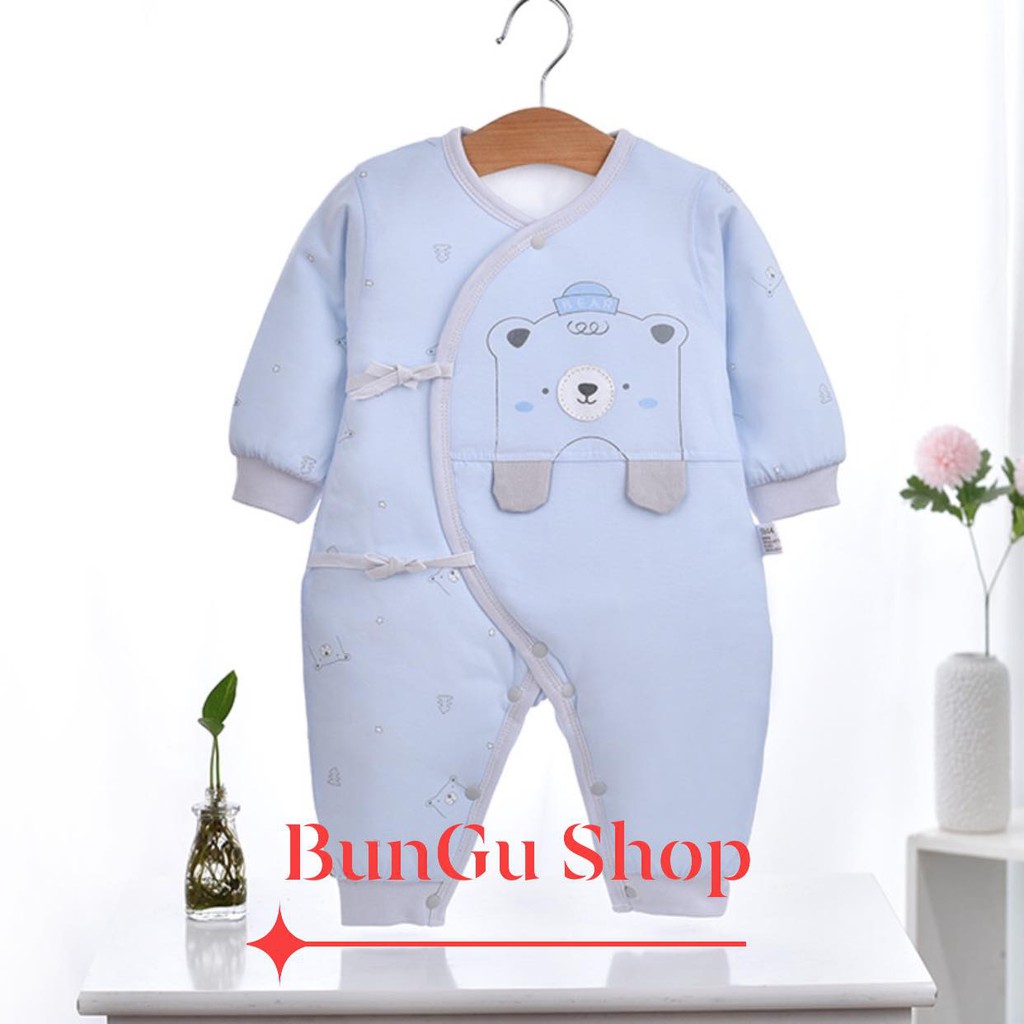 Body bông hình gấu cho bé FREESHIP  bộ body giữ nhiệt mùa đông ,áo bông liền quần cho bé từ 0-6 tháng tuổi