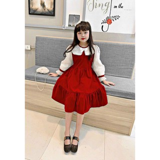 Váy đỏ đuôi cá cổ hoa đào BG
