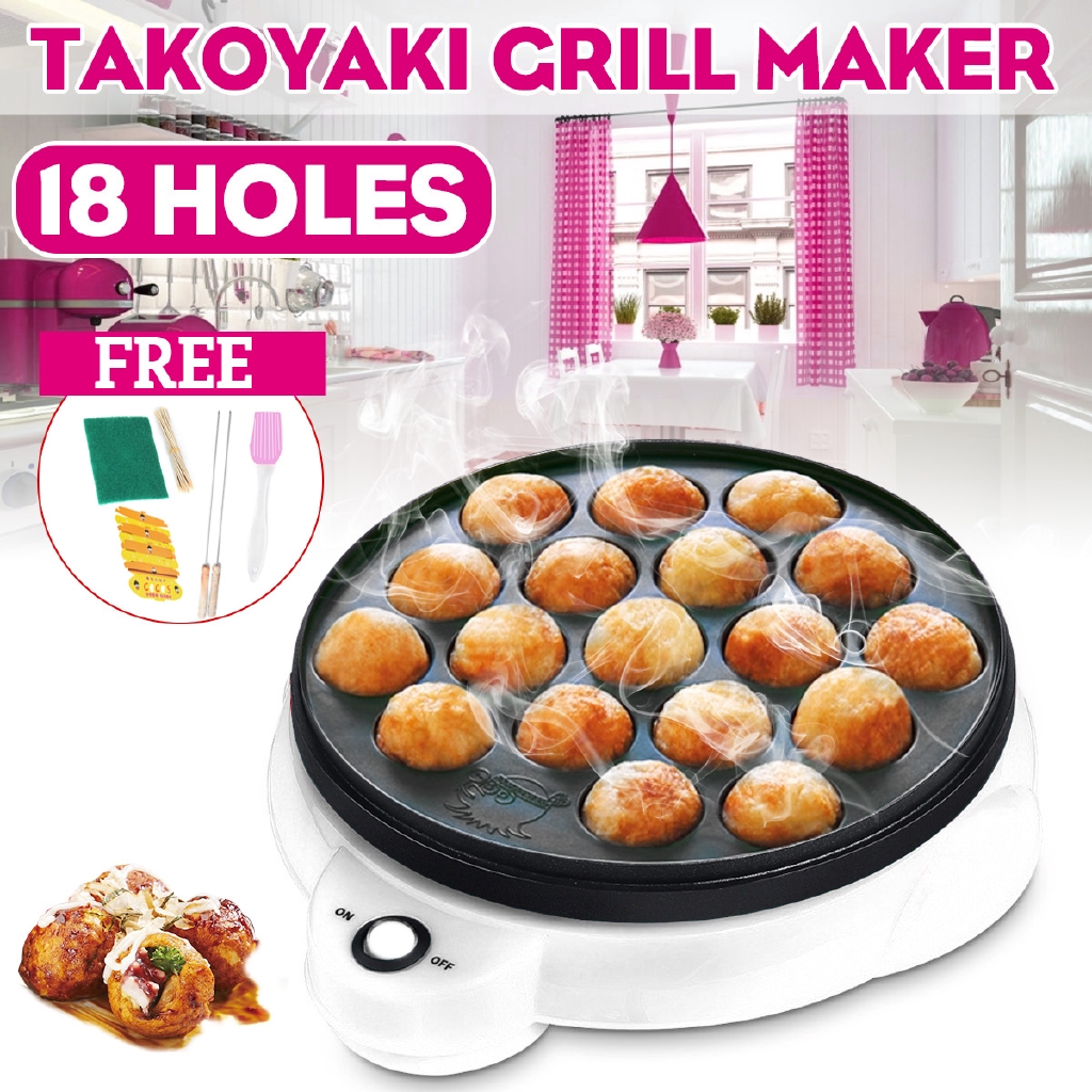Chảo nướng làm bánh takoyaki 18 lỗ chạy bằng điện tiện dụng DIY