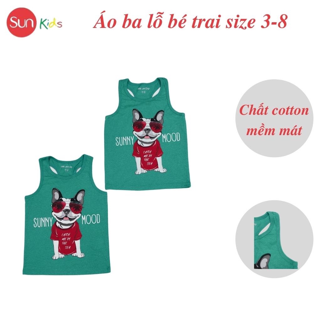 Áo thun bé trai, áo ba lỗ bé trai chất cotton, nhiều màu, Size 3/4 - 7/8 tuổi - SUNKIDS1