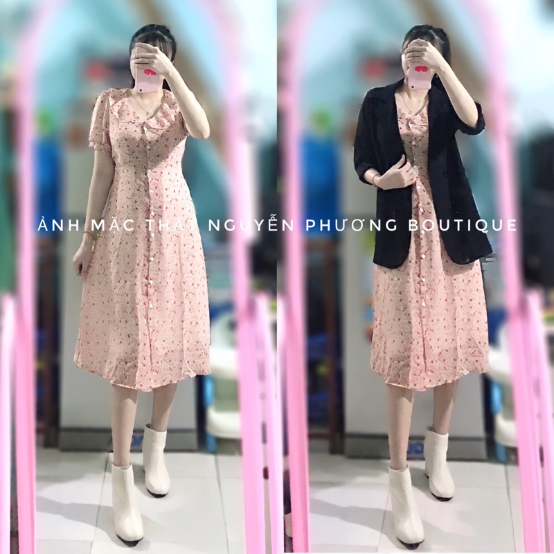 Váy hoa nhí vintage cổ bèo cài cúc thật phong cách ulzzang Hàn Quốc (Video + ảnh thật + feedback) | BigBuy360 - bigbuy360.vn