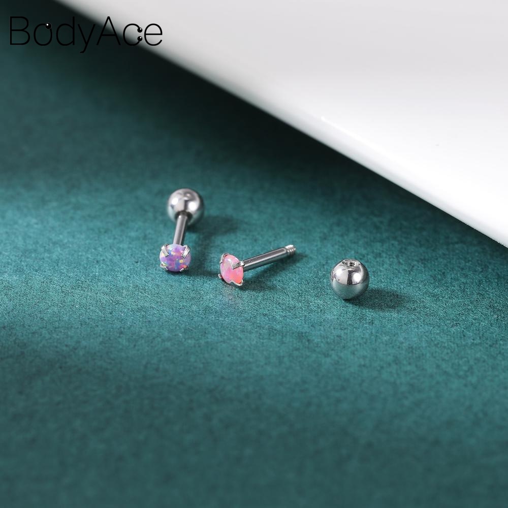 1 Khuyên Xỏ Cơ Thể 3 / 4 / 5mm Bằng Thép Không Gỉ Đính Đá Nhiều Màu Sắc
