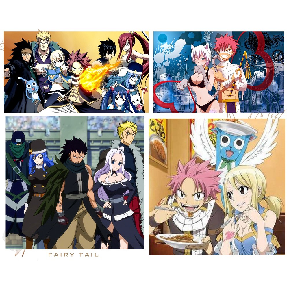 Postcard Fairy Tail có dán sticker in hình anime - Quà Tặng