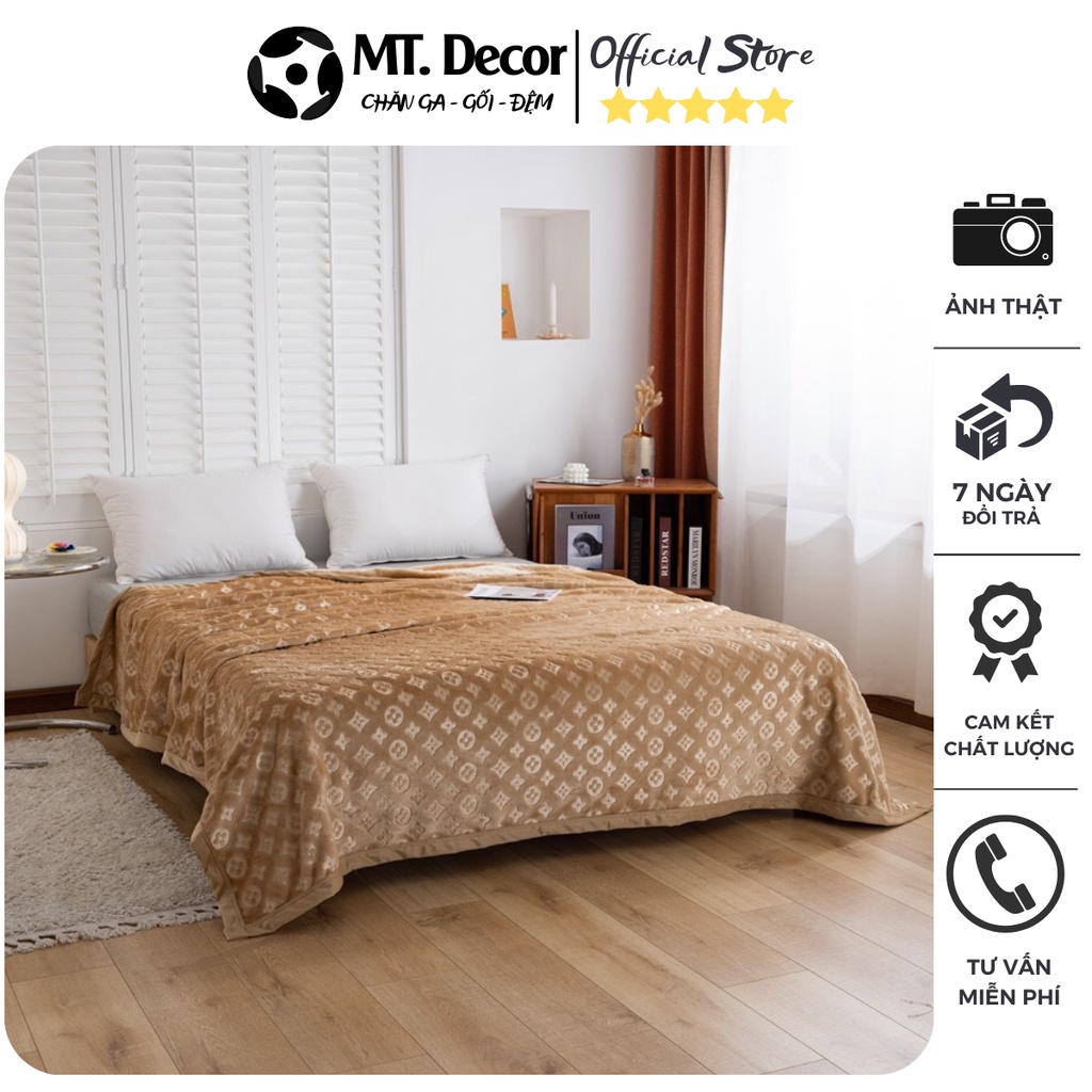 Chăn lông tuyết nhung vân thương hiệu LV cao cấp sang trọng, chăn mền văn phòng nhập khẩu siêu mềm mịn kích thước 2mx2m3