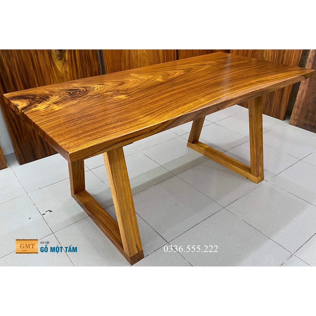 Bộ bàn gỗ me tây nguyên tấm dài 1,6m