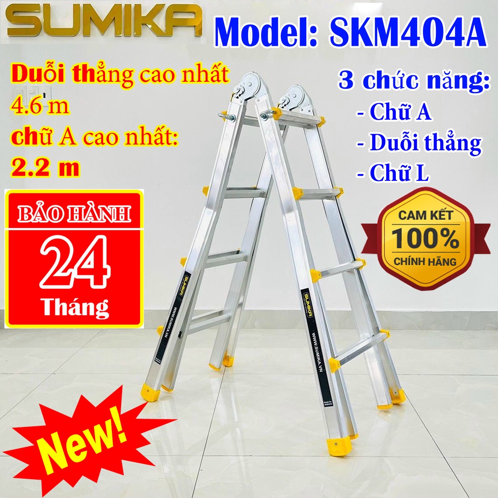 Thang nhôm gấp trượt Sumika SKM404 - Chữ A có thể gấp, rút hoặc duỗi thẳng, sử dụng rộng rãi trong nhiều lĩnh vực