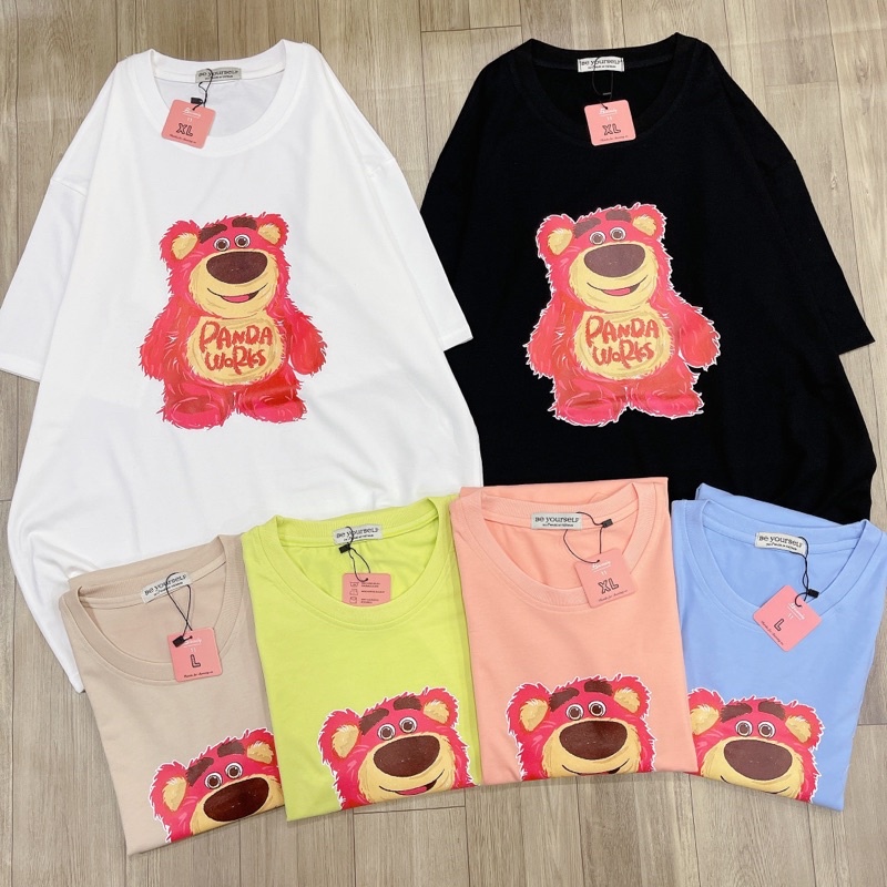 Áo Thun Tay Ngắn UNISEX IN DECAL GẤU LOTSO - Hình chụp thật (Đủ size M-L-XL-XXL)