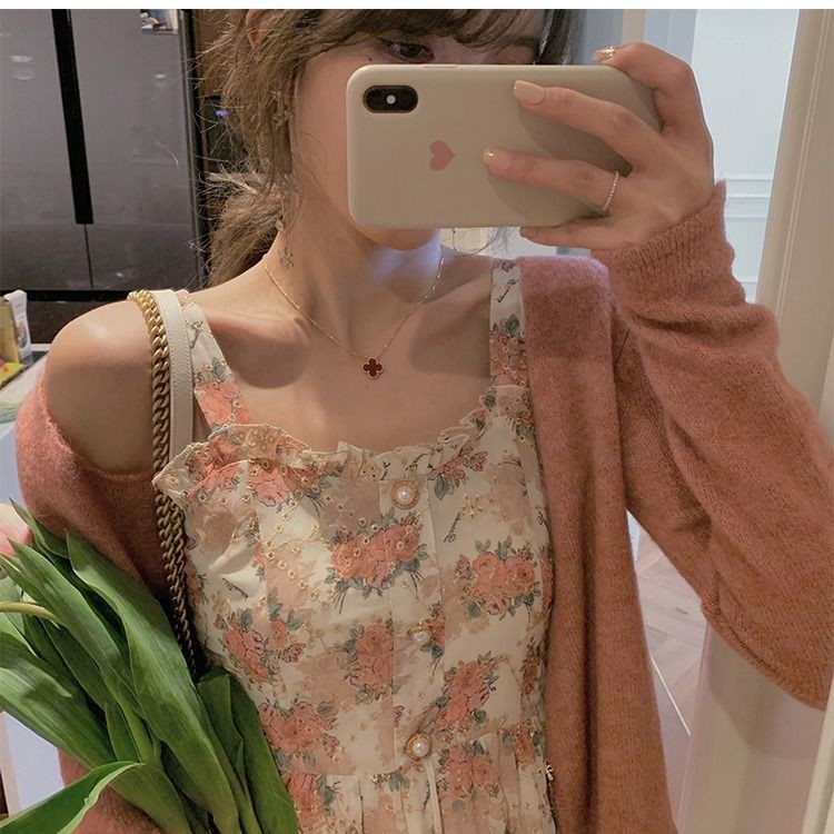 Đầm voan hoa hai dây dáng dài thời trang mùa hè Pháp cho nữ | BigBuy360 - bigbuy360.vn