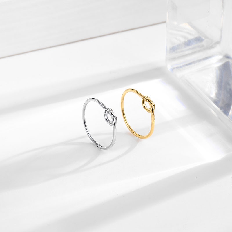 Nhẫn Thép Titan Mạ Vàng 18k Hình Cà Vạt Đơn Giản Sang Trọng Phong Cách Nhật Hàn Cho Nữ