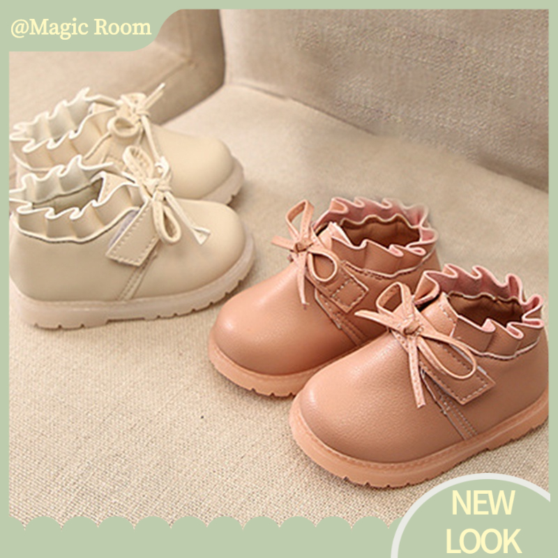 Babyfair. Bé gái Giày da tổng hợp Đế mềm Thời trang Thanh lịch Nơ dễ thương Trang trí nội thất Trẻ sơ sinh đi bộ