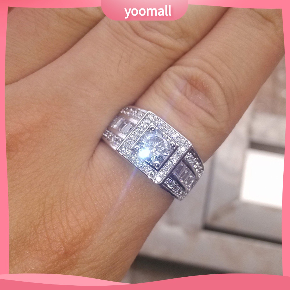 Yomall♡ Nhẫn ĐíNh Kim Cương Giả ThờI Trang Cho Nam