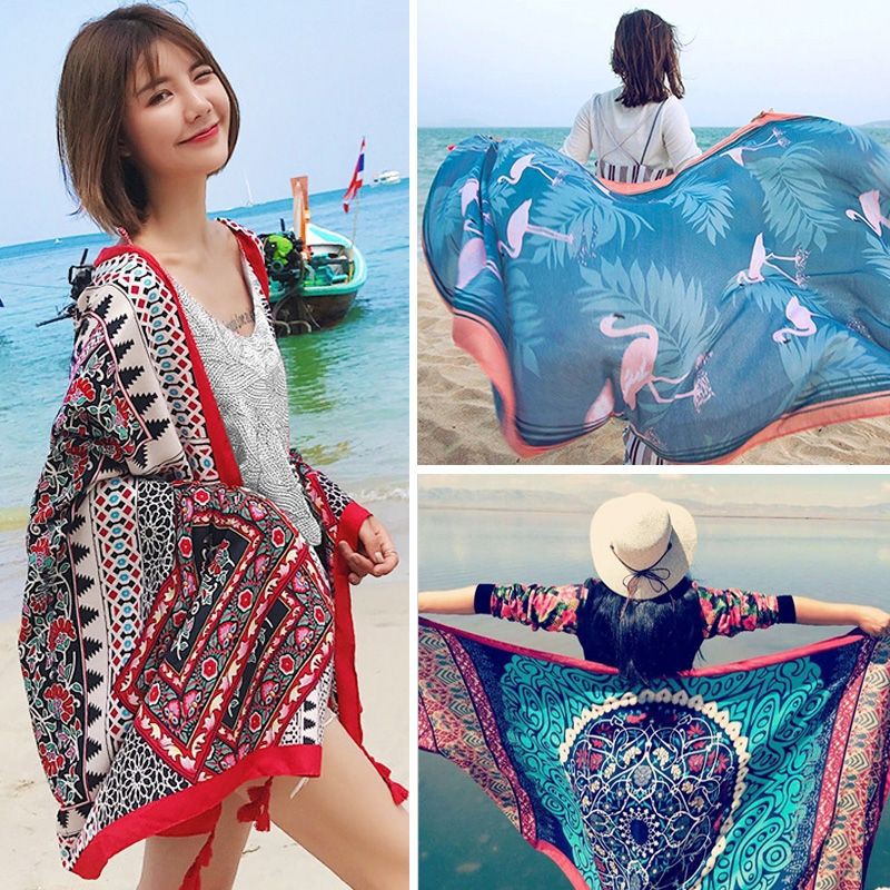 Khăn Choàng Boho Quảng Châu Siêu To Khổng Lồ Đạo Cụ Sống Ảo Ko Thể Thiếu Khi Đi Du Lịch Biển Phong Cách Retro Vintage