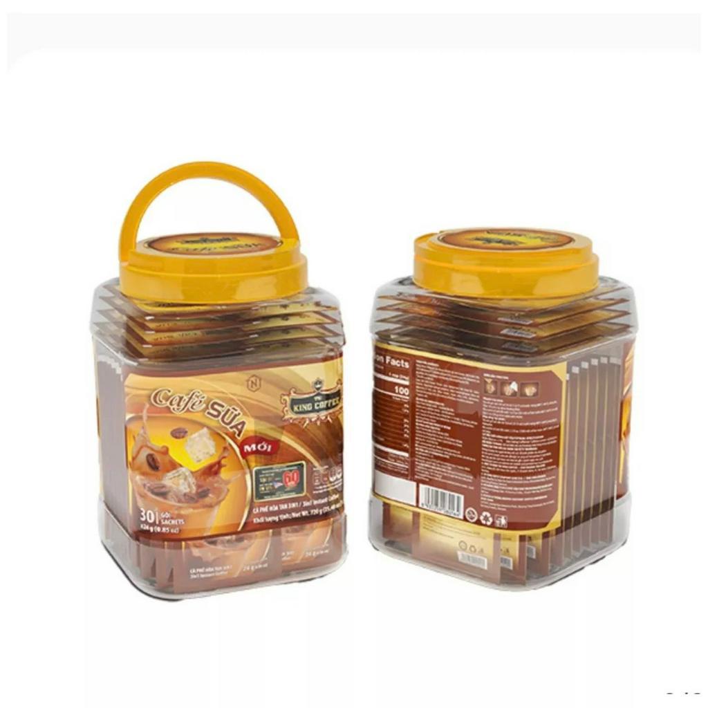Cà Phê Sữa Hòa Tan 3IN1 KING COFFEE - Hộp nhựa 30 gói x 24g